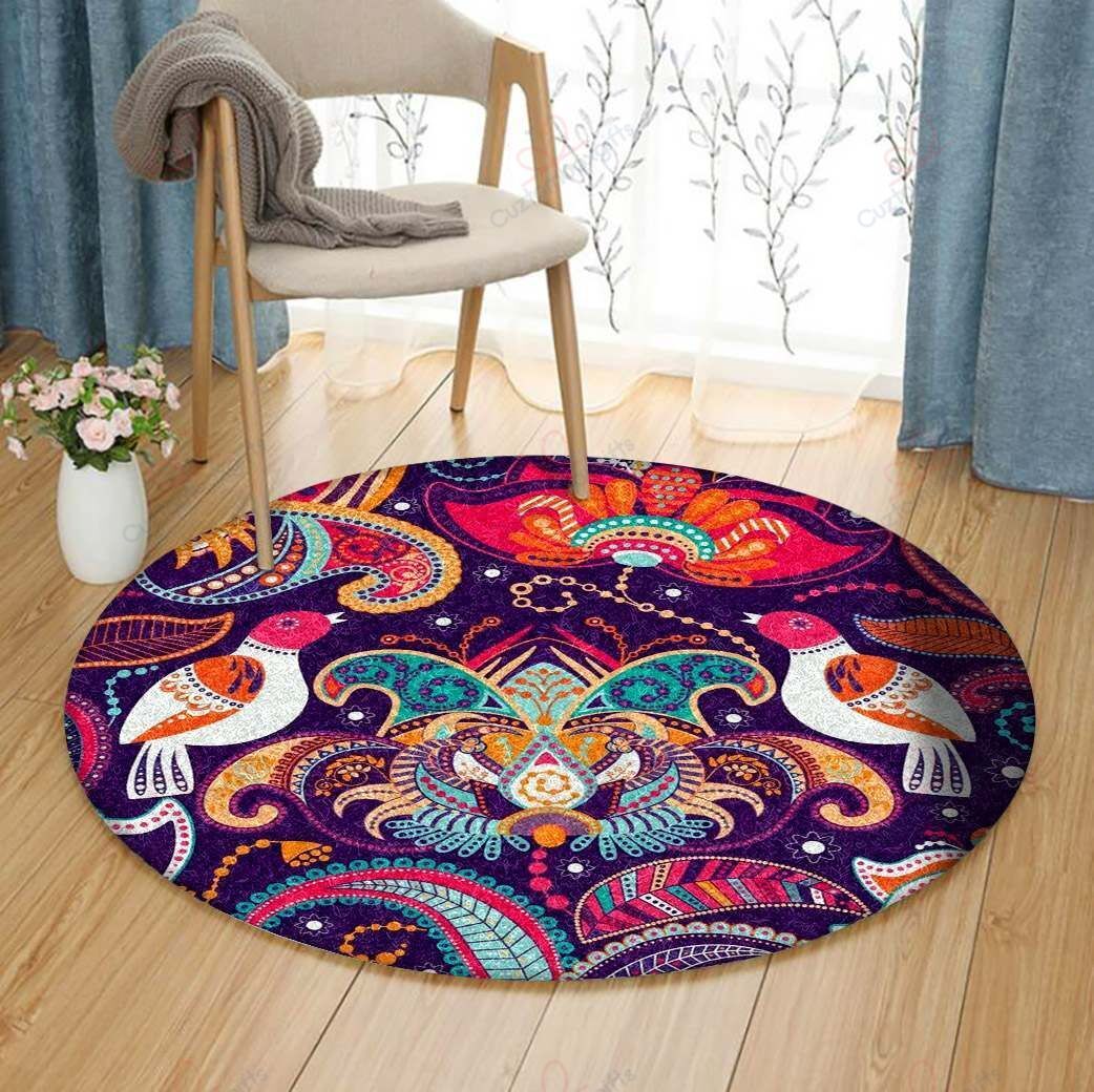 Indian Seamless Paisley Round Carpet Floor Rug Living Room Bedroom Decor Round Area Rug Carpet Indian Seamless Paisley Round Carpet Floor Rug Living Room Bedroom Decor Round Area Rug Carpet