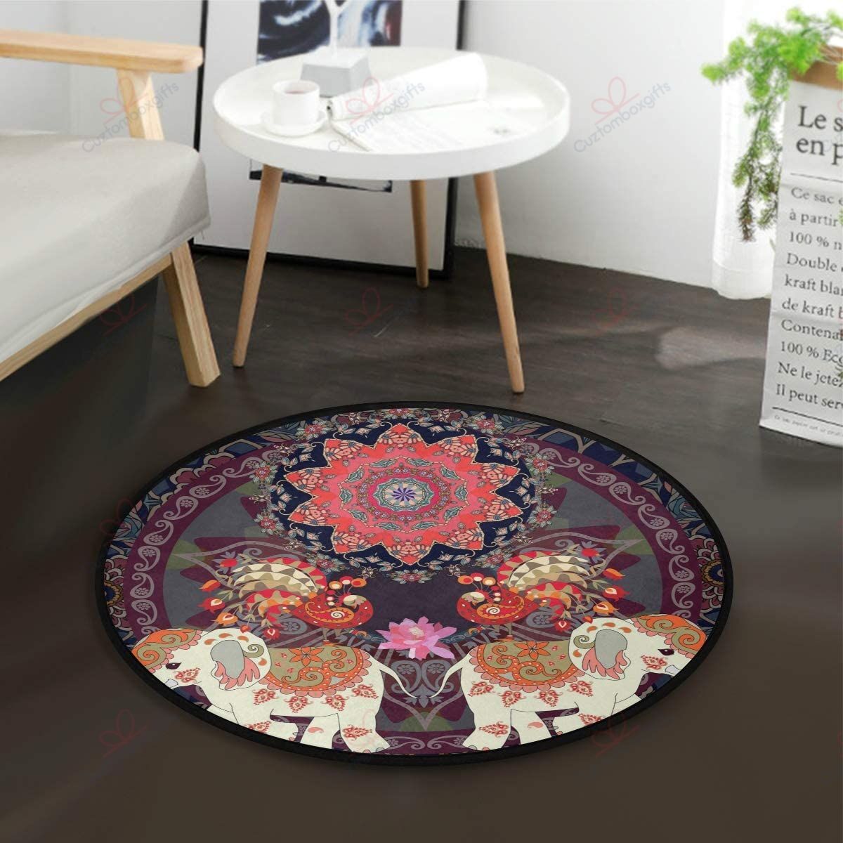 Indian Tribal Ethnic Elephant Round Carpet Floor Rug Living Room Bedroom Decor Round Area Rug Carpet Indian Tribal Ethnic Elephant Round Carpet Floor Rug Living Room Bedroom Decor Round Area Rug Carpet