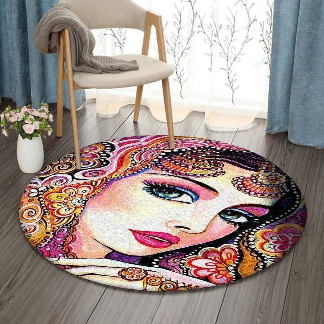 Indian Women Round Carpet Floor Rug Living Room Bedroom Decor Round Area Rug Carpet Indian Women Round Carpet Floor Rug Living Room Bedroom Decor Round Area Rug Carpet