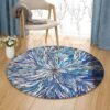 Inspired Blue Flower Round Carpet Floor Rug Living Room Bedroom Decor Round Area Rug Carpet