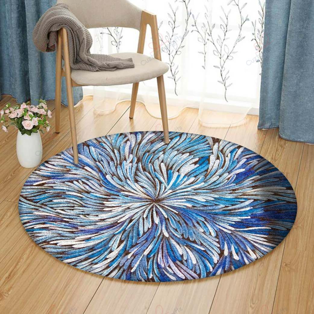 Inspired Blue Flower Round Carpet Floor Rug Living Room Bedroom Decor Round Area Rug Carpet Inspired Blue Flower Round Carpet Floor Rug Living Room Bedroom Decor Round Area Rug Carpet