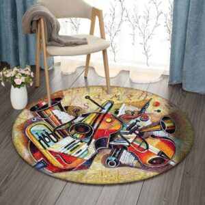 Instrument Round Carpet Floor Rug Living Room Bedroom Decor Round Area Rug Carpet