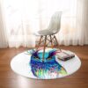 Into The Blue Owl Round Carpet Floor Rug Living Room Bedroom Decor Round Area Rug Carpet