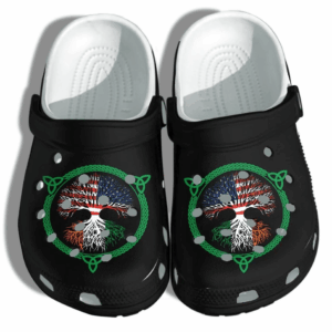 Irish American Flag Tree Of Life Shoes Crocs Clog – St Patricks Day Merch Crocs Clog Shoes Gifts For Woman Men