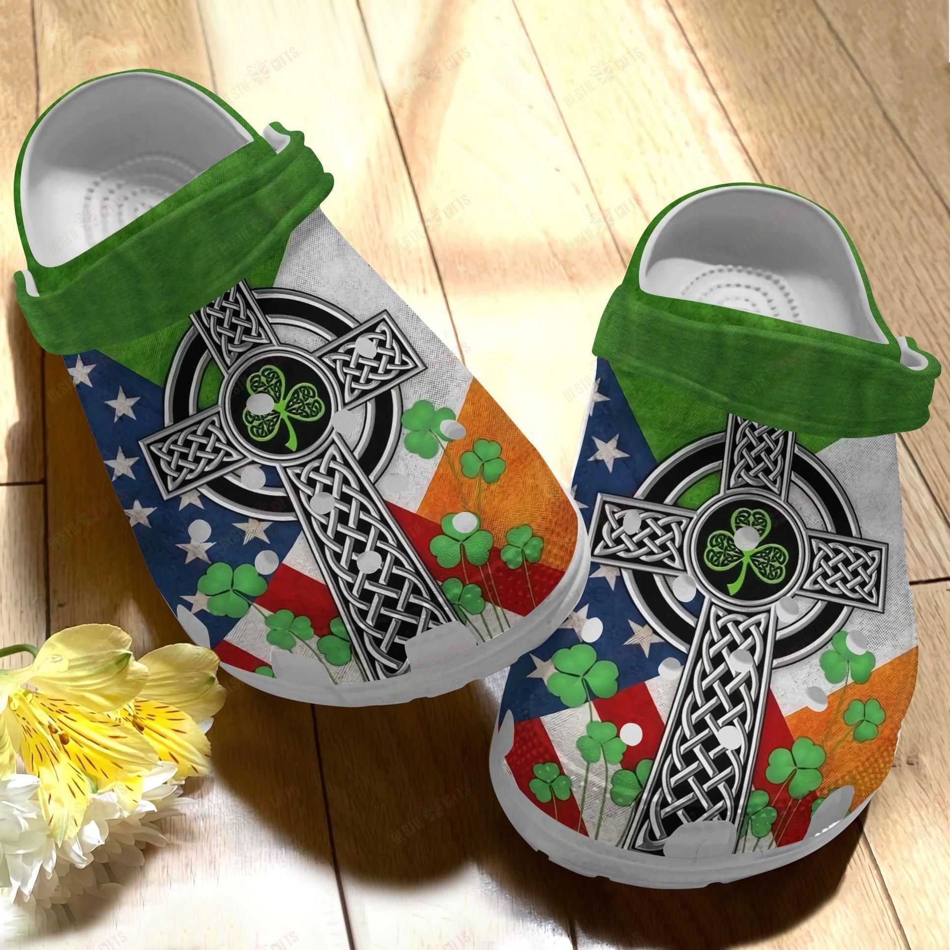 Irish Crocs Clog Classic Clog Whitesole Irish Flag Shoes Irish Crocs Clog Classic Clog Whitesole Irish Flag Shoes