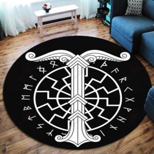 Irminsul Symbol Round Carpet Floor Rug Living Room Bedroom Decor Round Area Rug Carpet