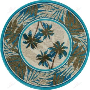 Island Beach Palm Round Carpet Floor Rug Living Room Bedroom Decor Round Area Rug Carpet