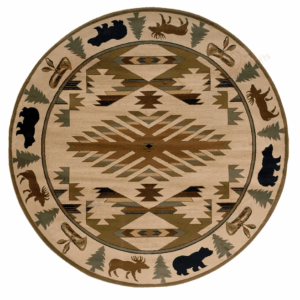 Ivory Green Southwest Lodge Round Carpet Floor Rug Living Room Bedroom Decor Round Area Rug Carpet