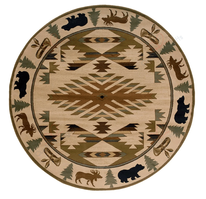 Ivory Green Southwest Lodge Round Carpet Floor Rug Living Room Bedroom Decor Round Area Rug Carpet Ivory Green Southwest Lodge Round Carpet Floor Rug Living Room Bedroom Decor Round Area Rug Carpet