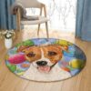Jack Russell Terrier Tennis Round Carpet Floor Rug Living Room Bedroom Decor Round Area Rug Carpet