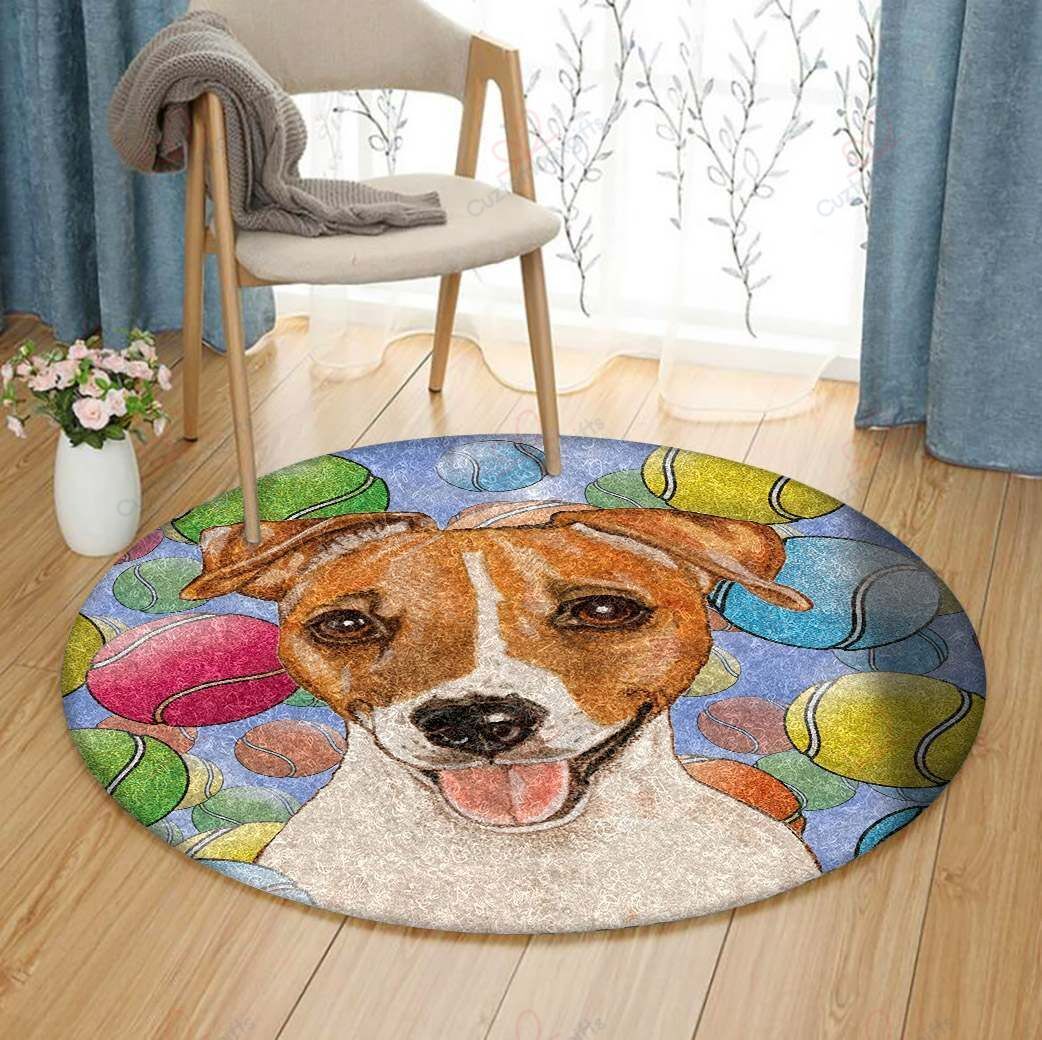 Jack Russell Terrier Tennis Round Carpet Floor Rug Living Room Bedroom Decor Round Area Rug Carpet Jack Russell Terrier Tennis Round Carpet Floor Rug Living Room Bedroom Decor Round Area Rug Carpet