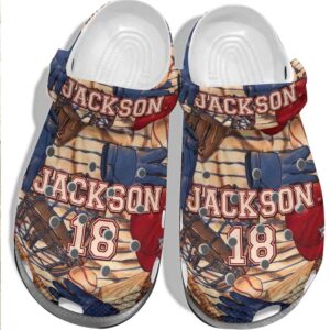 Jackson Shoes Crocs Clog For Batter-Funny Baseball Shoes Crocbland Clog For Men Women
