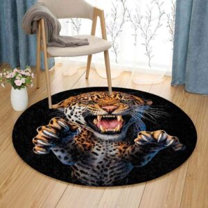 Jaguar Round Carpet Floor Rug Living Room Bedroom Decor Round Area Rug Carpet