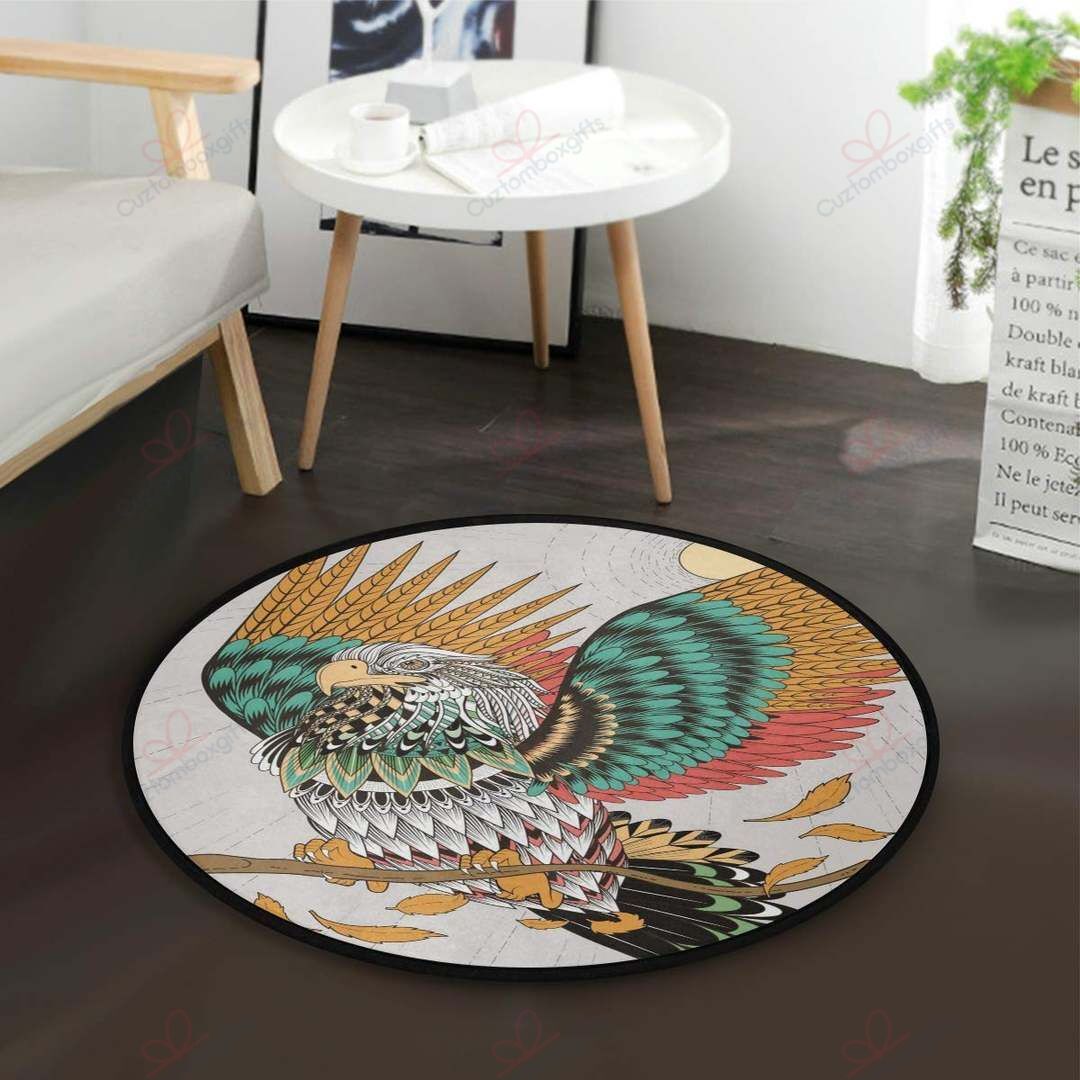 Japanese Ethnic Eagle Round Carpet Floor Rug Living Room Bedroom Decor Round Area Rug Carpet Japanese Ethnic Eagle Round Carpet Floor Rug Living Room Bedroom Decor Round Area Rug Carpet