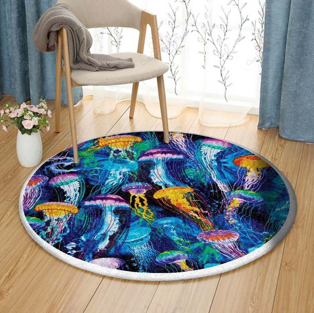 Jellyfish Round Carpet Floor Rug Living Room Bedroom Decor Round Area Rug Carpet Jellyfish Round Carpet Floor Rug Living Room Bedroom Decor Round Area Rug Carpet