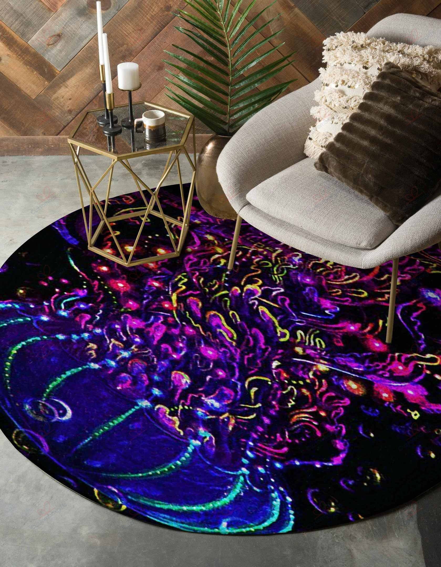 Jellyfish Painting Round Carpet Floor Rug Living Room Bedroom Decor Round Area Rug Carpet Jellyfish Painting Round Carpet Floor Rug Living Room Bedroom Decor Round Area Rug Carpet