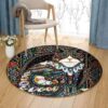 Jeweled Cat Round Carpet Floor Rug Living Room Bedroom Decor Round Area Rug Carpet