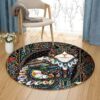 Jeweled Cat Round Carpet Floor Rug Living Room Bedroom Decor Round Area Rug Carpet