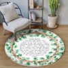 Jewish Home Blessing Eucalyptus Round Carpet Floor Rug Living Room Bedroom Decor Round Area Rug Carpet