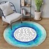 Jewish Home Blessing Lagoon Judaica Round Carpet Floor Rug Living Room Bedroom Decor Round Area Rug Carpet