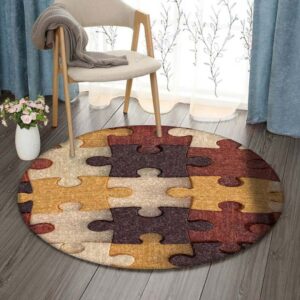 Jigsaw Puzzle Round Carpet Floor Rug Living Room Bedroom Decor Round Area Rug Carpet