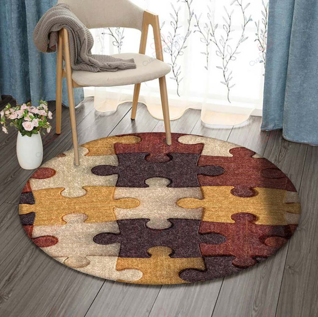 Jigsaw Puzzle Round Carpet Floor Rug Living Room Bedroom Decor Round Area Rug Carpet Jigsaw Puzzle Round Carpet Floor Rug Living Room Bedroom Decor Round Area Rug Carpet