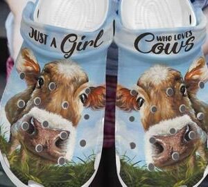 Just A Girl Love Cow Crocs 3D Printed Cow Crocs Charms Cow Crocs Crocband Clog Gift For Farmer Animal Print Water Shoes