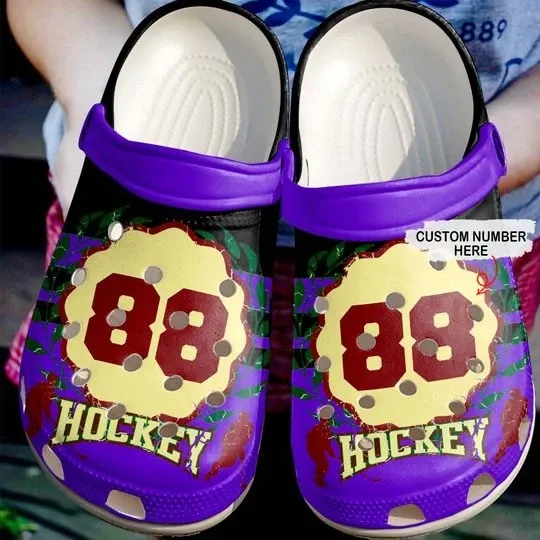 Just A Hockey Lover Purple Personalize Clog Custom Crocs Clog Number On Sandal Fashion Style Comfortable For Women Men Kid Just A Hockey Lover Purple Personalize Clog Custom Crocs Clog Number On Sandal Fashion Style Comfortable For Women Men Kid