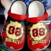 Just A Hockey Lover Red Personalize Clog Custom Crocs Clog Number On Sandal Fashion Style Comfortable For Women Men Kid