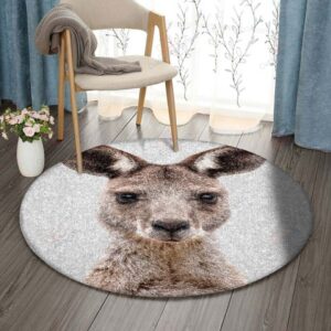 Kangaroo Round Carpet Floor Rug Living Room Bedroom Decor Round Area Rug Carpet