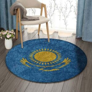 Kazakhstan Flag Round Carpet Floor Rug Living Room Bedroom Decor Round Area Rug Carpet