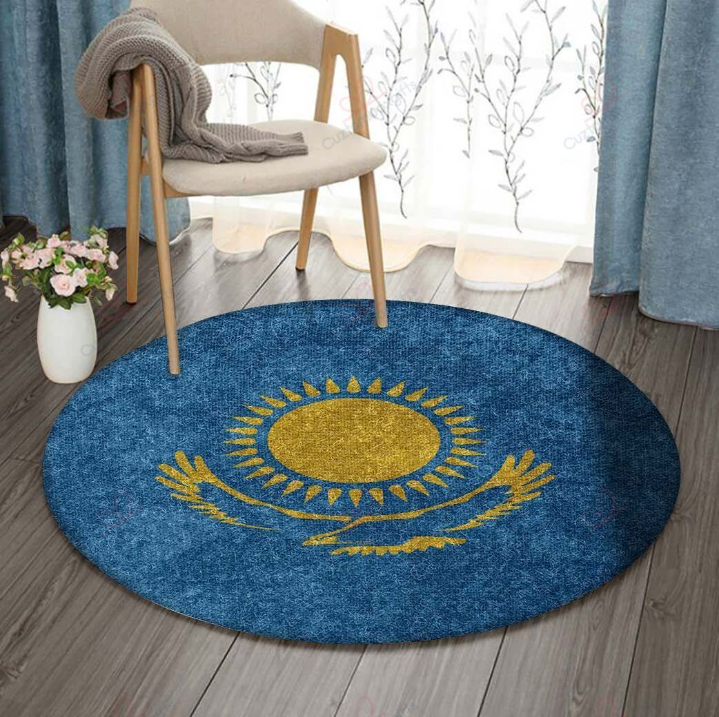 Kazakhstan Flag Round Carpet Floor Rug Living Room Bedroom Decor Round Area Rug Carpet Kazakhstan Flag Round Carpet Floor Rug Living Room Bedroom Decor Round Area Rug Carpet