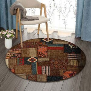 Kelim Patchwork Round Carpet Floor Rug Living Room Bedroom Decor Round Area Rug Carpet