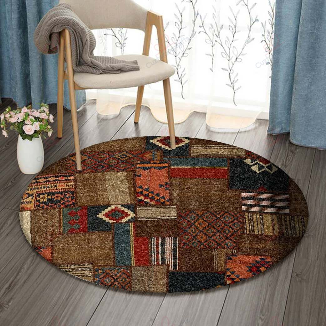 Kelim Patchwork Round Carpet Floor Rug Living Room Bedroom Decor Round Area Rug Carpet Kelim Patchwork Round Carpet Floor Rug Living Room Bedroom Decor Round Area Rug Carpet