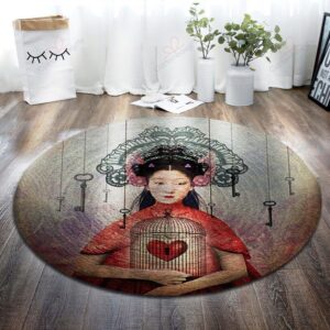 Key Girl Round Carpet Floor Rug Living Room Bedroom Decor Round Area Rug Carpet