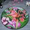 Khaki Round Flamingo Round Carpet Floor Rug Living Room Bedroom Decor Round Area Rug Carpet
