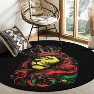 King Of Lion Round Carpet Floor Rug Living Room Bedroom Decor Round Area Rug Carpet