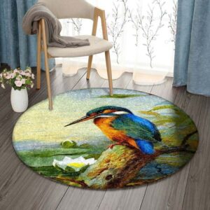 Kingfisher Round Carpet Floor Rug Living Room Bedroom Decor Round Area Rug Carpet