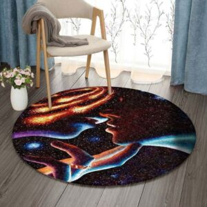 Kiss Universe Round Carpet Floor Rug Living Room Bedroom Decor Round Area Rug Carpet