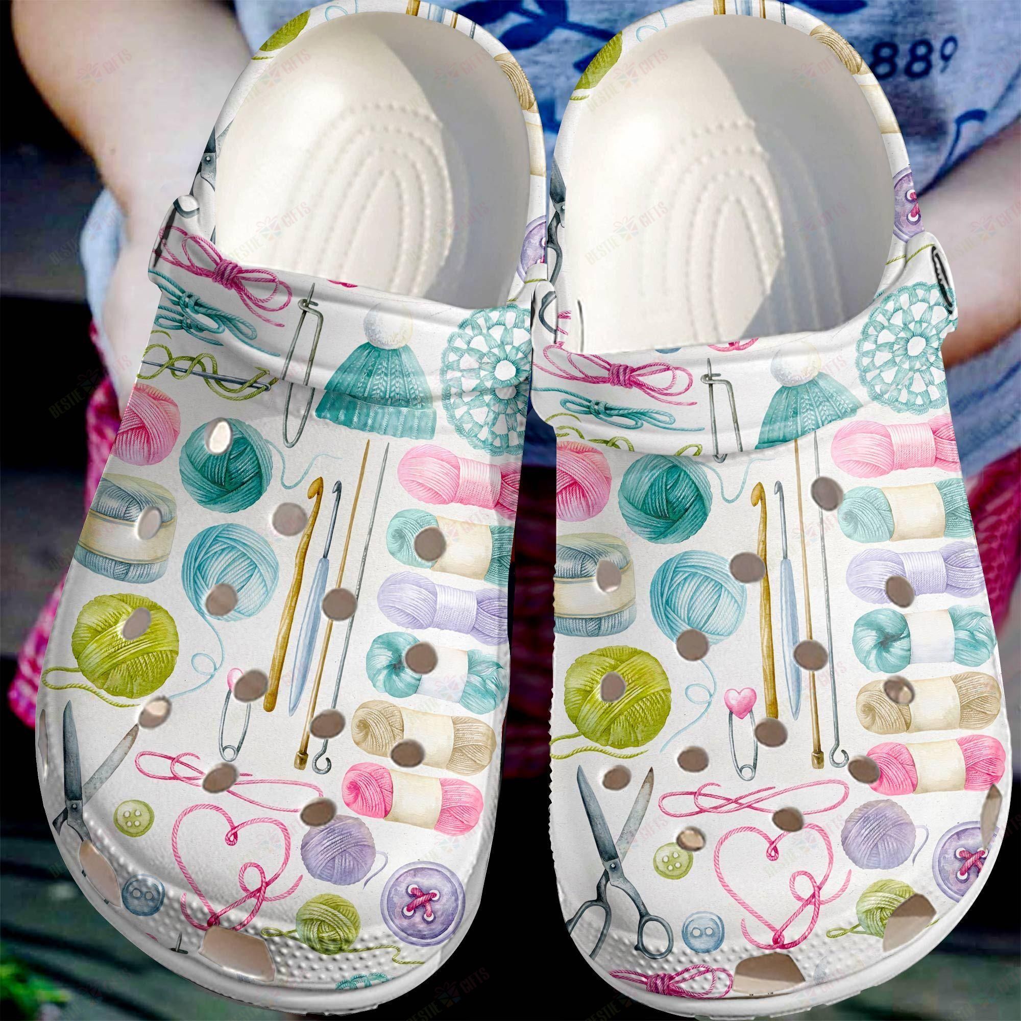 Knitting Crocs Clog Classic Clog Knitting Lover Shoes Knitting Crocs Clog Classic Clog Knitting Lover Shoes