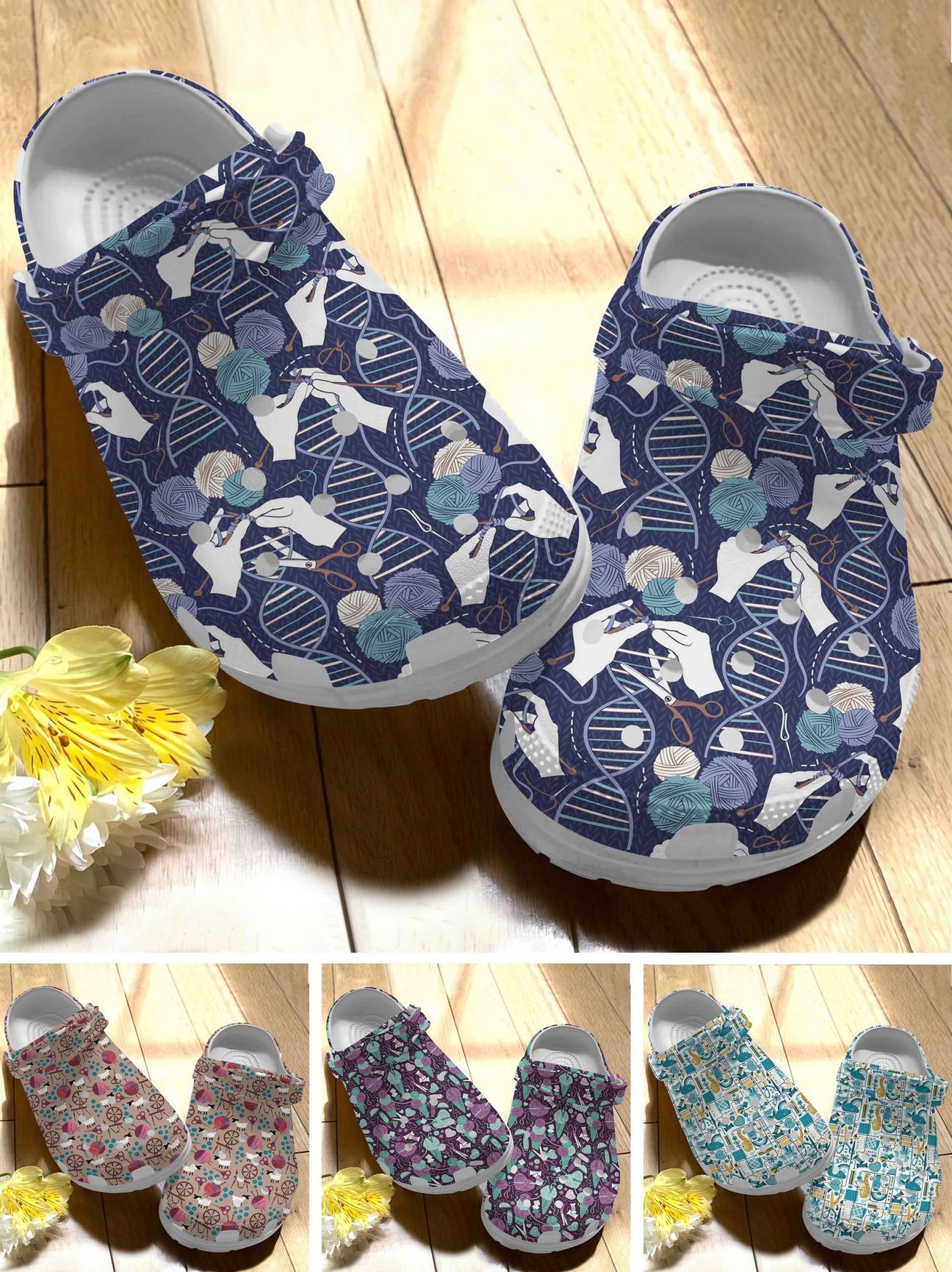 Knitting Personalize Clog Custom Crocs Fashionstyle Comfortable For Women Men Kid Print 3D Lovely Knitting Pattern Knitting Personalize Clog Custom Crocs Fashionstyle Comfortable For Women Men Kid Print 3D Lovely Knitting Pattern