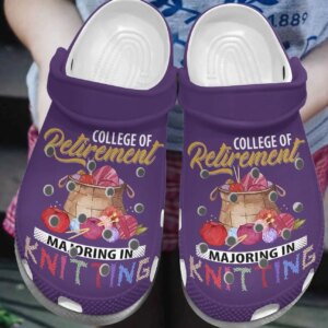 Knitting Personalized Clog Custom Crocs Comfortablefashion Style Comfortable For Women Men Kid College Of Retirement Majoring In Knitting