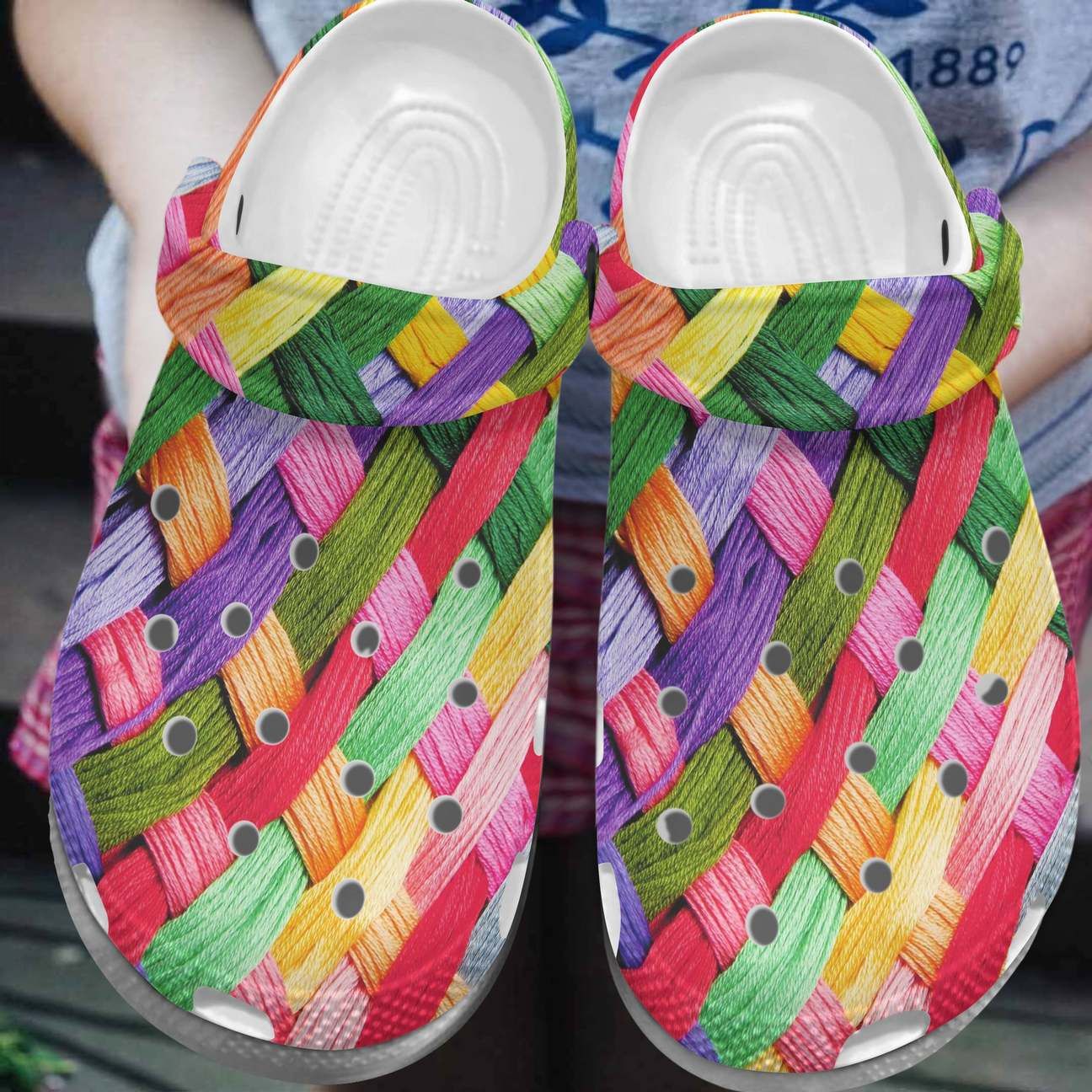 Knitting Personalized Clog Custom Crocs Comfortablefashion Style Comfortable For Women Men Kid Print 3D Colorful Lattice Knitting Personalized Clog Custom Crocs Comfortablefashion Style Comfortable For Women Men Kid Print 3D Colorful Lattice