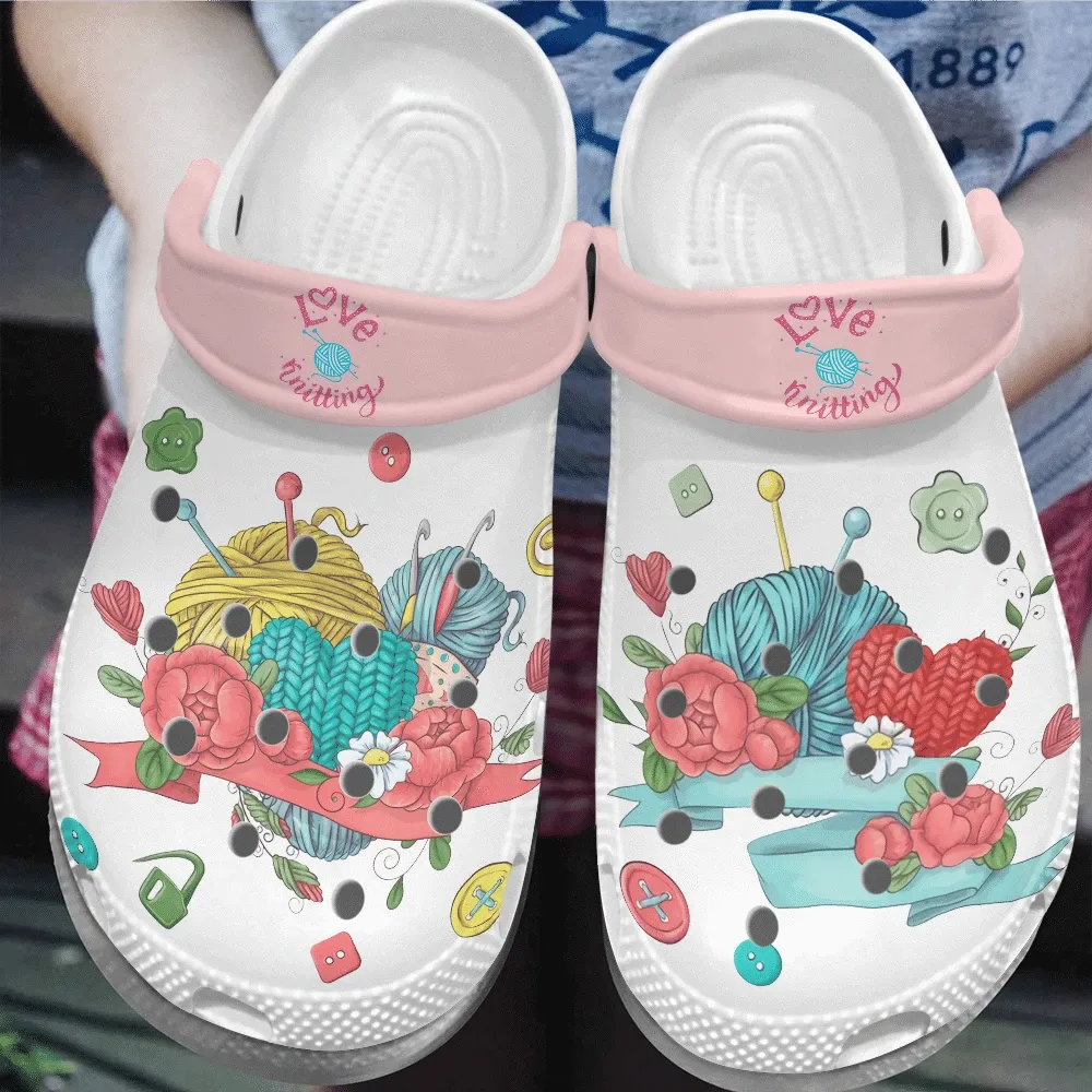 Knitting Personalized Clog Custom Crocs Comfortablefashion Style Comfortable For Women Men Kid Print 3D Love Knitting Knitting Personalized Clog Custom Crocs Comfortablefashion Style Comfortable For Women Men Kid Print 3D Love Knitting