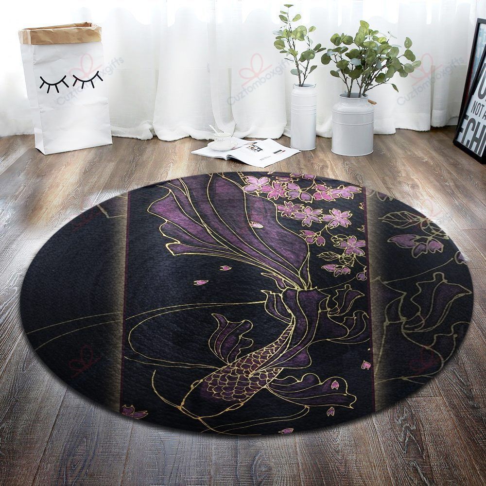 Koi Fish Round Carpet Floor Rug Living Room Bedroom Decor Round Area Rug Carpet Koi Fish Round Carpet Floor Rug Living Room Bedroom Decor Round Area Rug Carpet