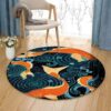 Koi Fish Round Carpet Floor Rug Living Room Bedroom Decor Round Area Rug Carpet
