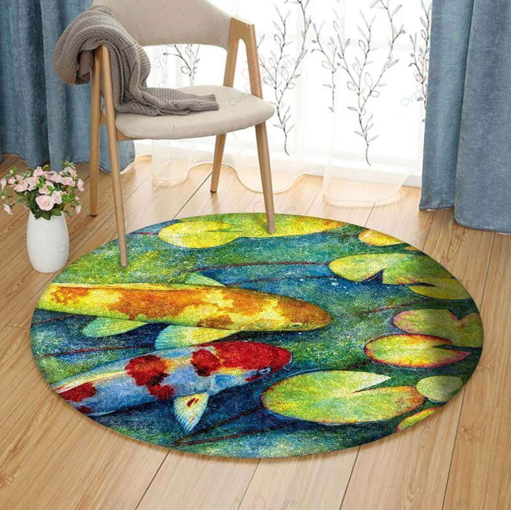 Koi Garden Round Carpet Floor Rug Living Room Bedroom Decor Round Area Rug Carpet Koi Garden Round Carpet Floor Rug Living Room Bedroom Decor Round Area Rug Carpet