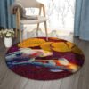 Koi Round Carpet Floor Rug Living Room Bedroom Decor Round Area Rug Carpet