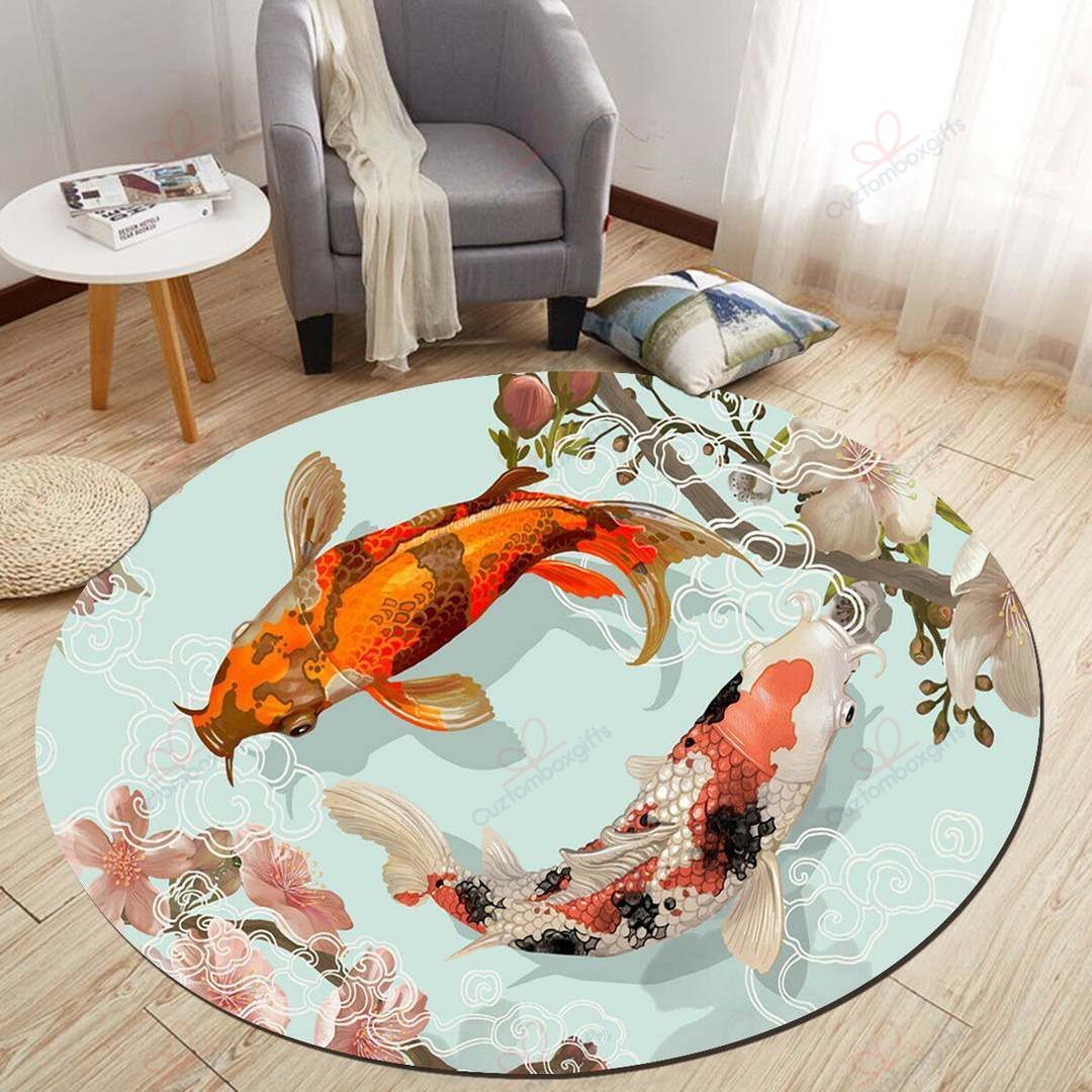 Koifish Round Carpet Floor Rug Living Room Bedroom Decor Round Area Rug Carpet Koifish Round Carpet Floor Rug Living Room Bedroom Decor Round Area Rug Carpet