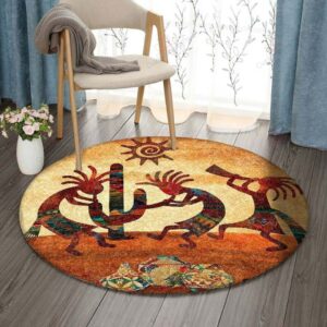 Kokopelli Sunset Native American Round Carpet Floor Rug Living Room Bedroom Decor Round Area Rug Carpet